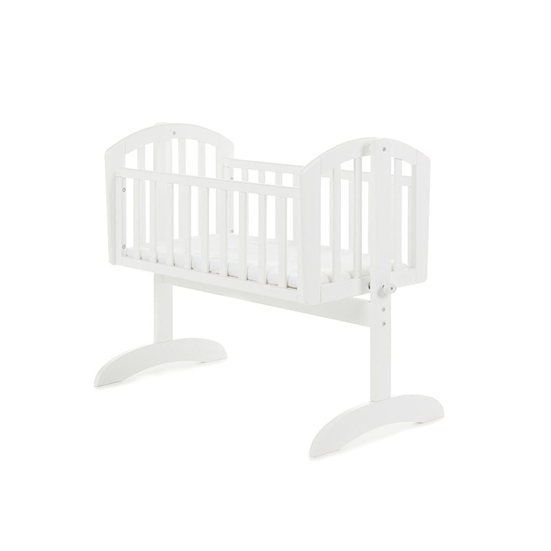 OBABY Sophie Swinging Crib + Mattress – Warm Grey & White