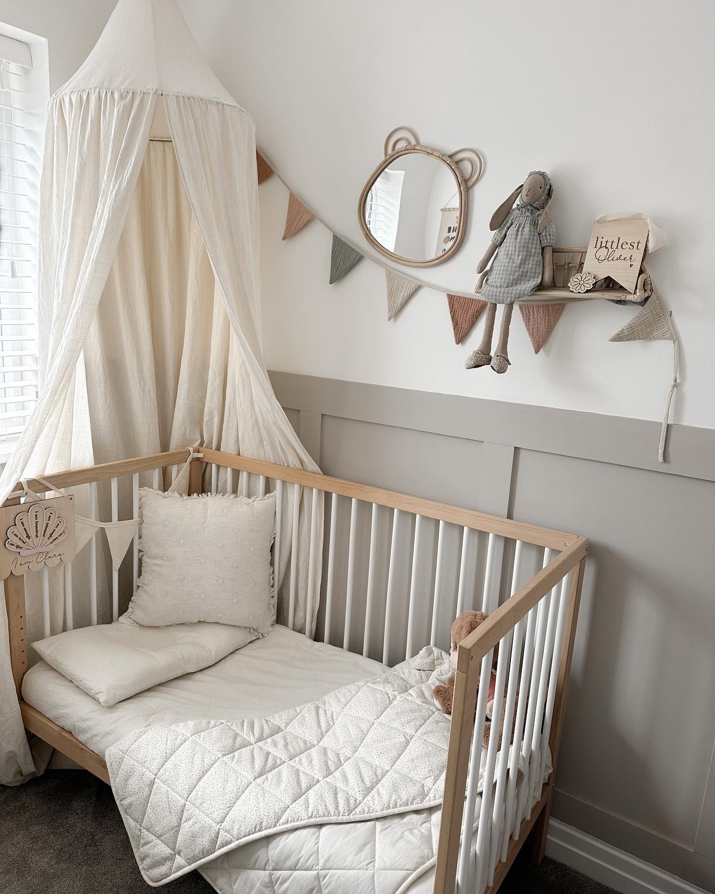 Mokee Mini Cot Bed in White Beech