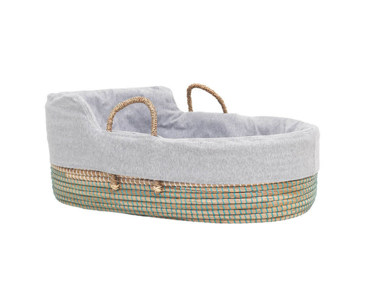 Mokee - Natural Sea Grass Moses Basket - Green