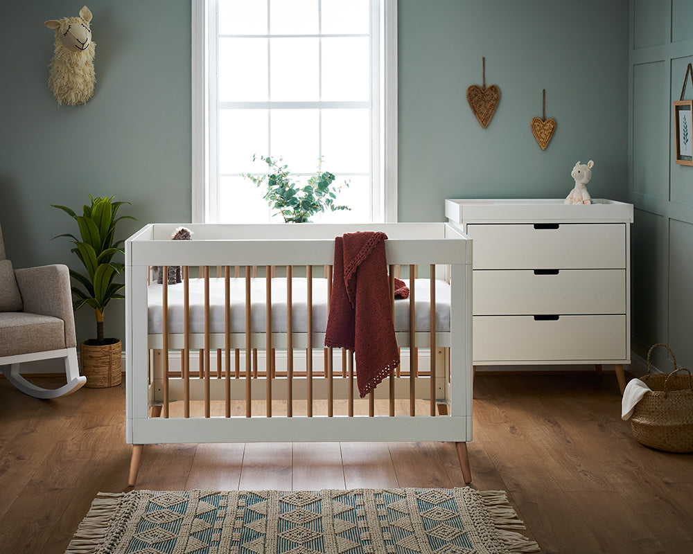 Obaby Maya Mini Scandi 2 Piece Room Set – White with Natural & Slate with Natural