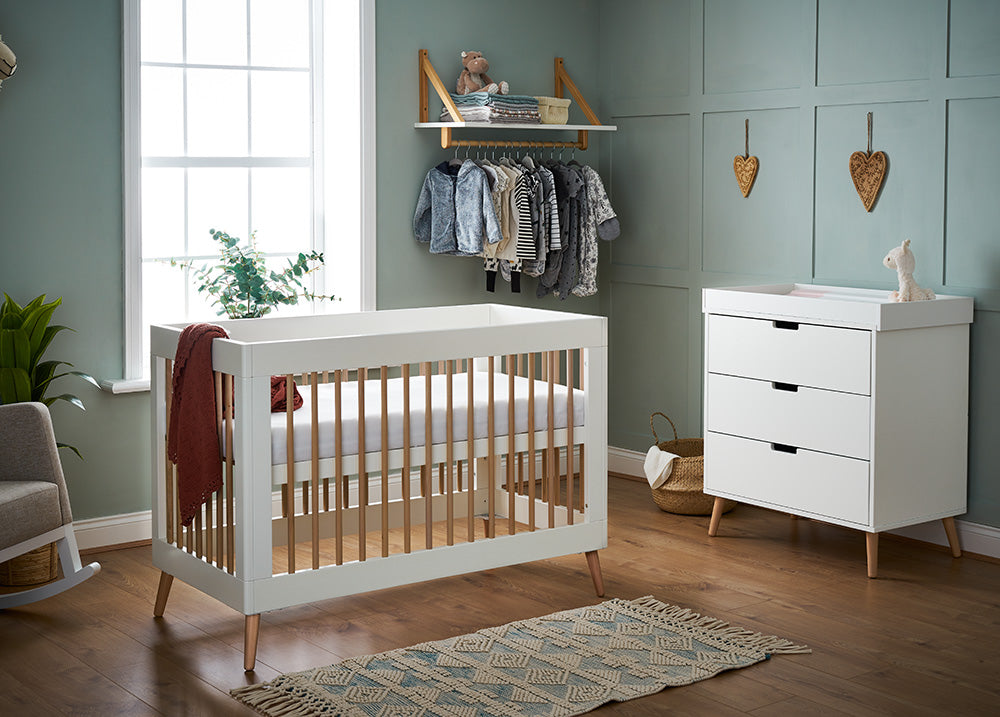 Obaby Maya Mini Scandi 2 Piece Room Set – White with Natural & Slate with Natural