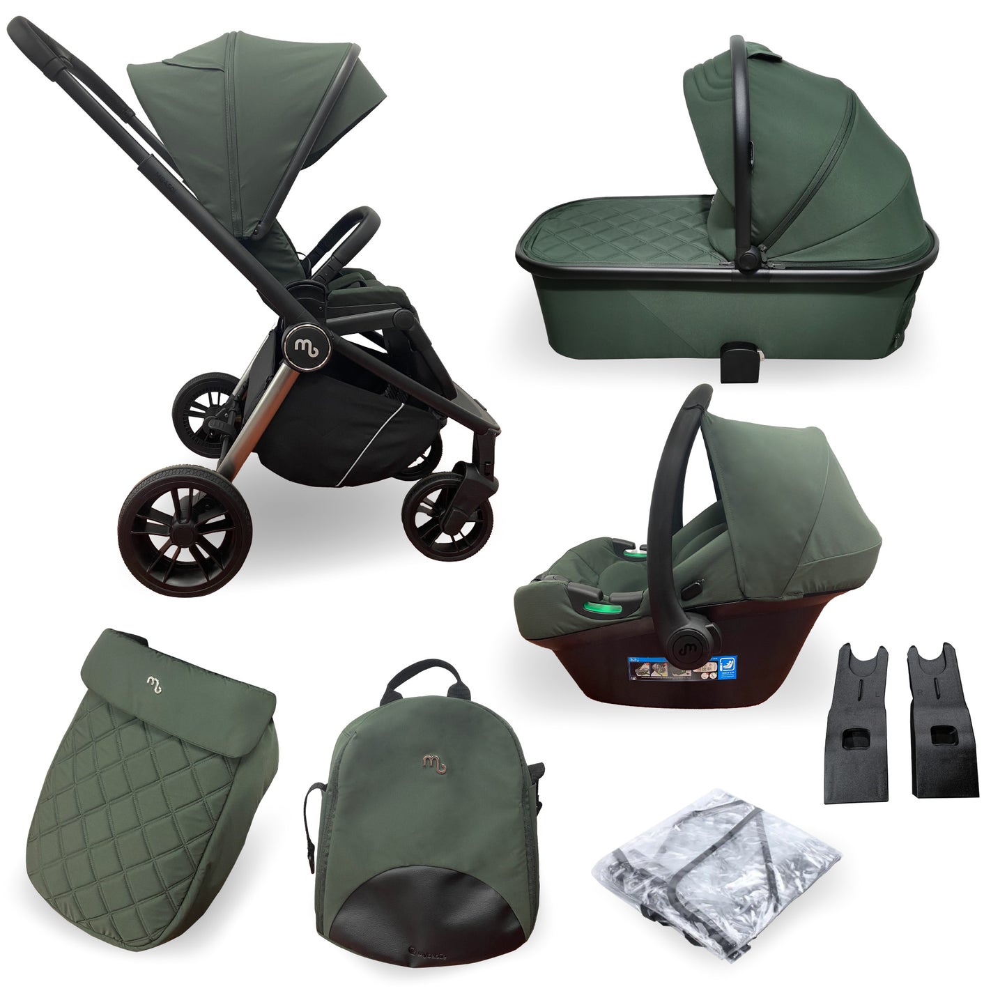My Babiie MB450i 3 in 1 Travel System with i-Size Car Seat- Pastel Pink, Blue Steel , Ivory, Forest Green