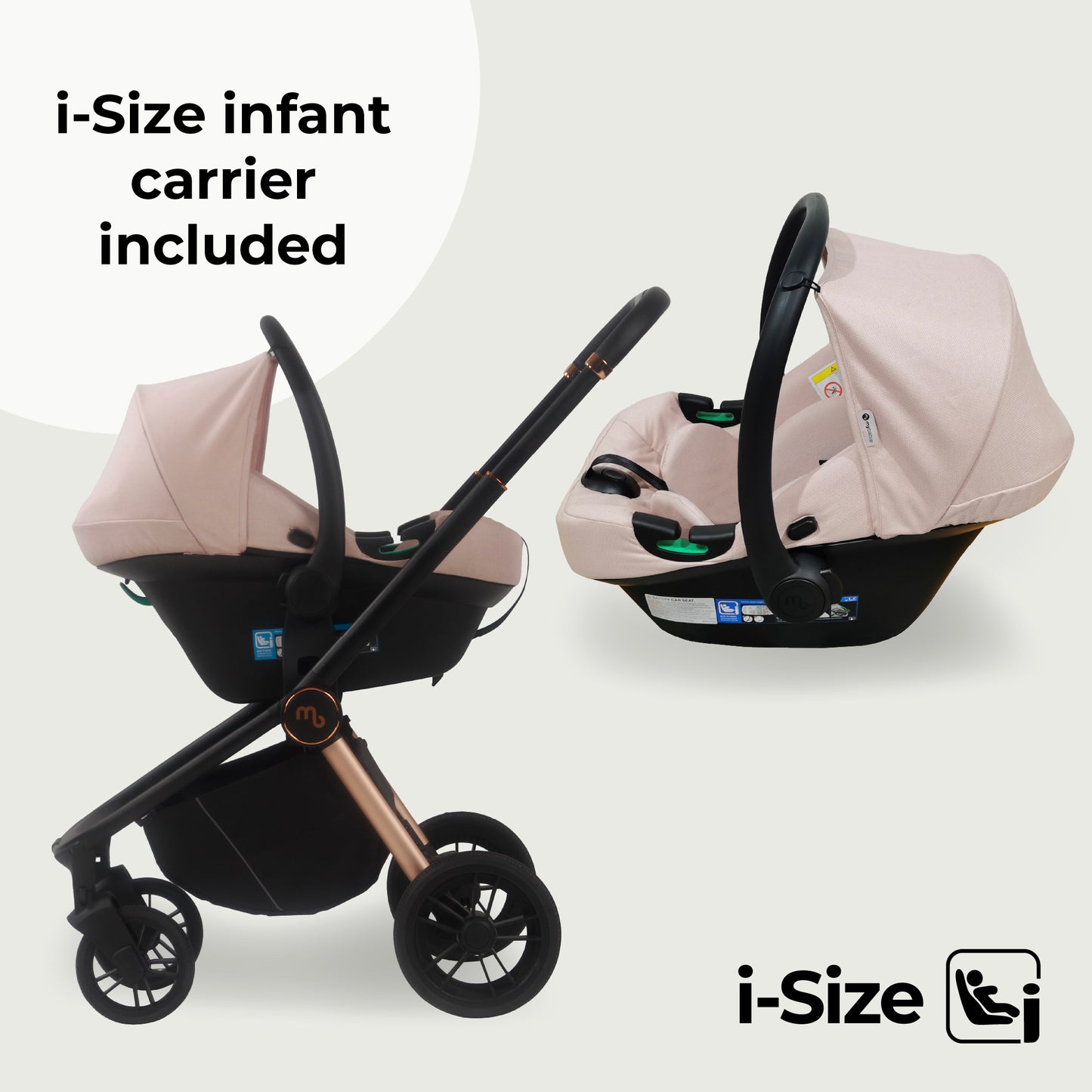 My Babiie MB450i 3 in 1 Travel System with i-Size Car Seat- Pastel Pink, Blue Steel , Ivory, Forest Green