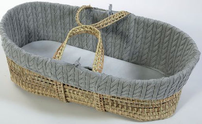 Cuddles Pure Baby Grey Cable Knit Palm Basket Bundle