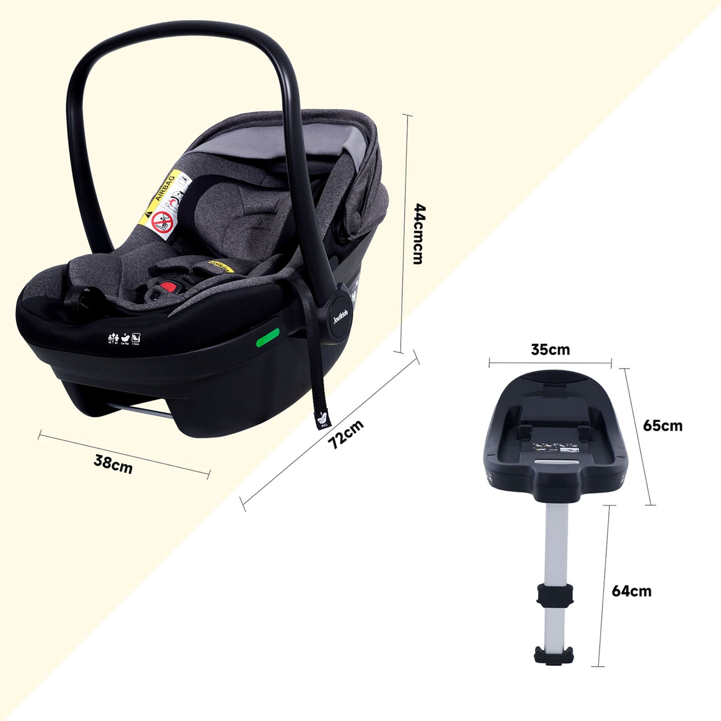 JOVIKIDS Aria R129 Infant Carrier Car Seat With Base（40-87cm )