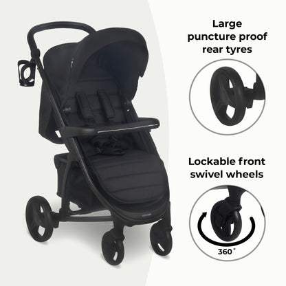 My Babiie MB200 2-in-1 Pushchair & Carrycot - Onyx Black