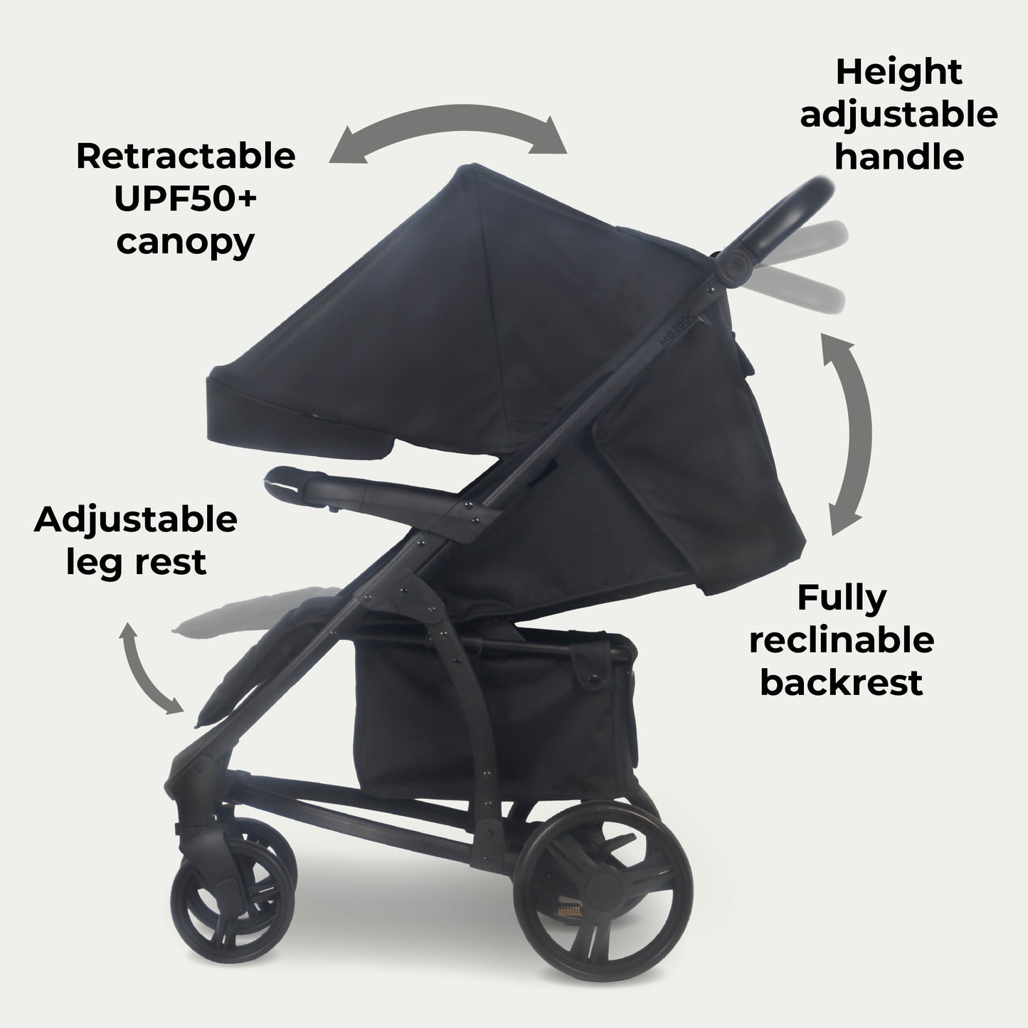 My Babiie MB200 2-in-1 Pushchair & Carrycot - Onyx Black