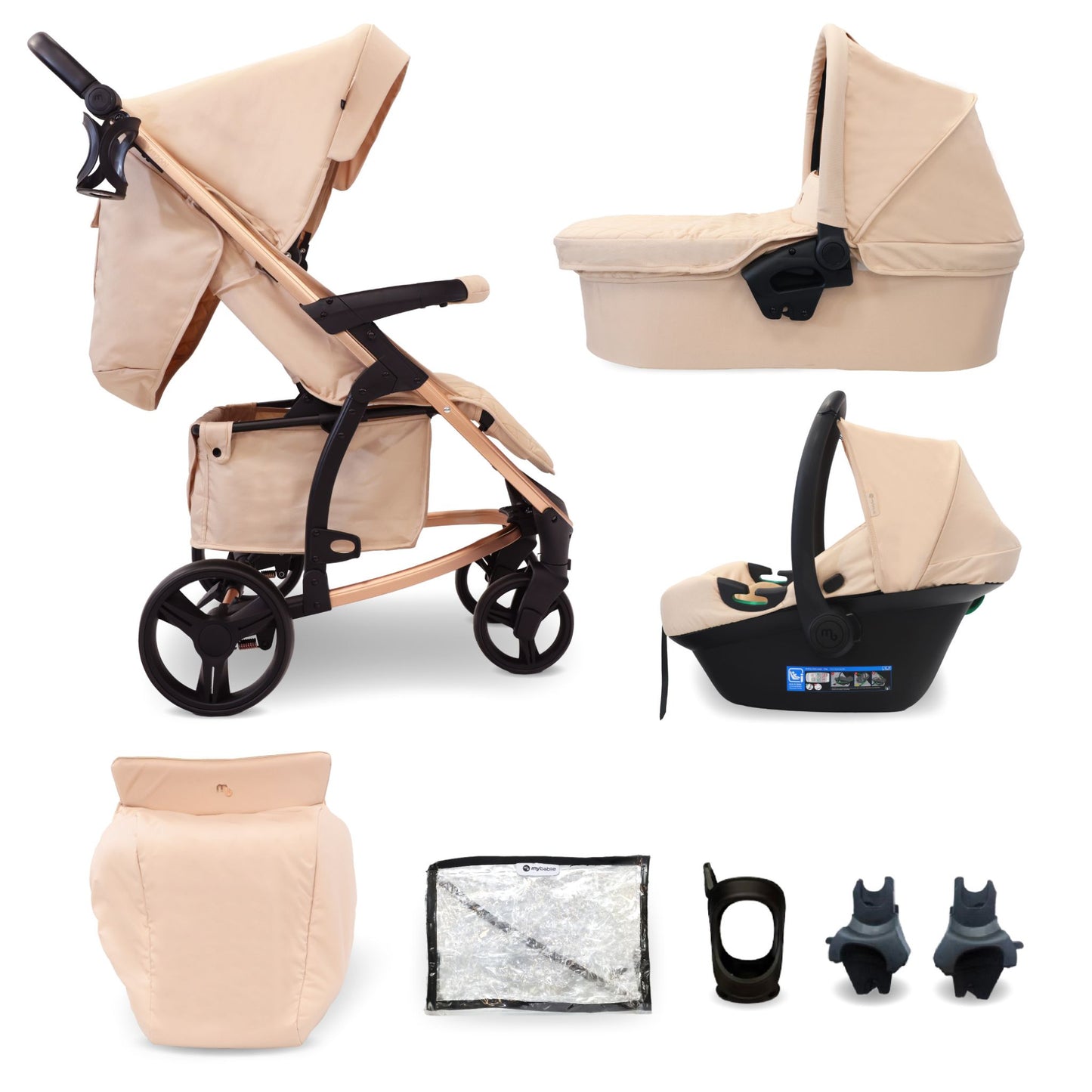 My Babiie MB200i 3-in-1 Travel System with i-Size Car Seat - Pink Plait, Blue Plaid, Onyx Black,  Blush, Oatmeal & Black Leopard