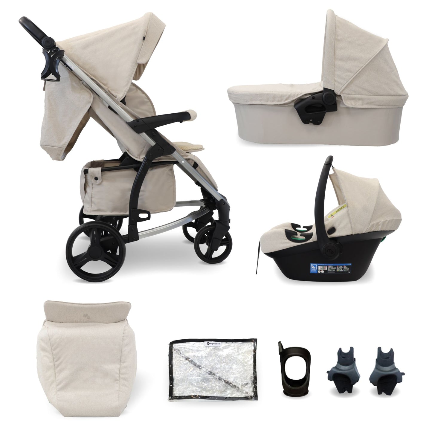 My Babiie MB200i 3-in-1 Travel System with i-Size Car Seat - Pink Plait, Blue Plaid, Onyx Black,  Blush, Oatmeal & Black Leopard
