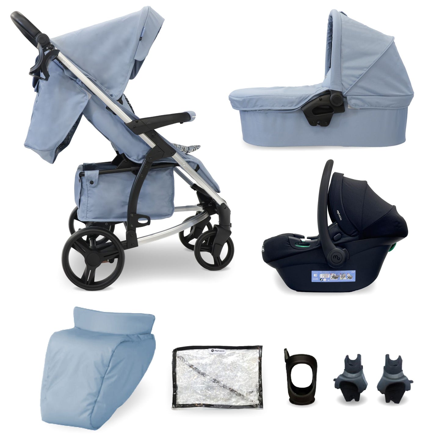 My Babiie MB200i 3-in-1 Travel System with i-Size Car Seat - Pink Plait, Blue Plaid, Onyx Black,  Blush, Oatmeal & Black Leopard