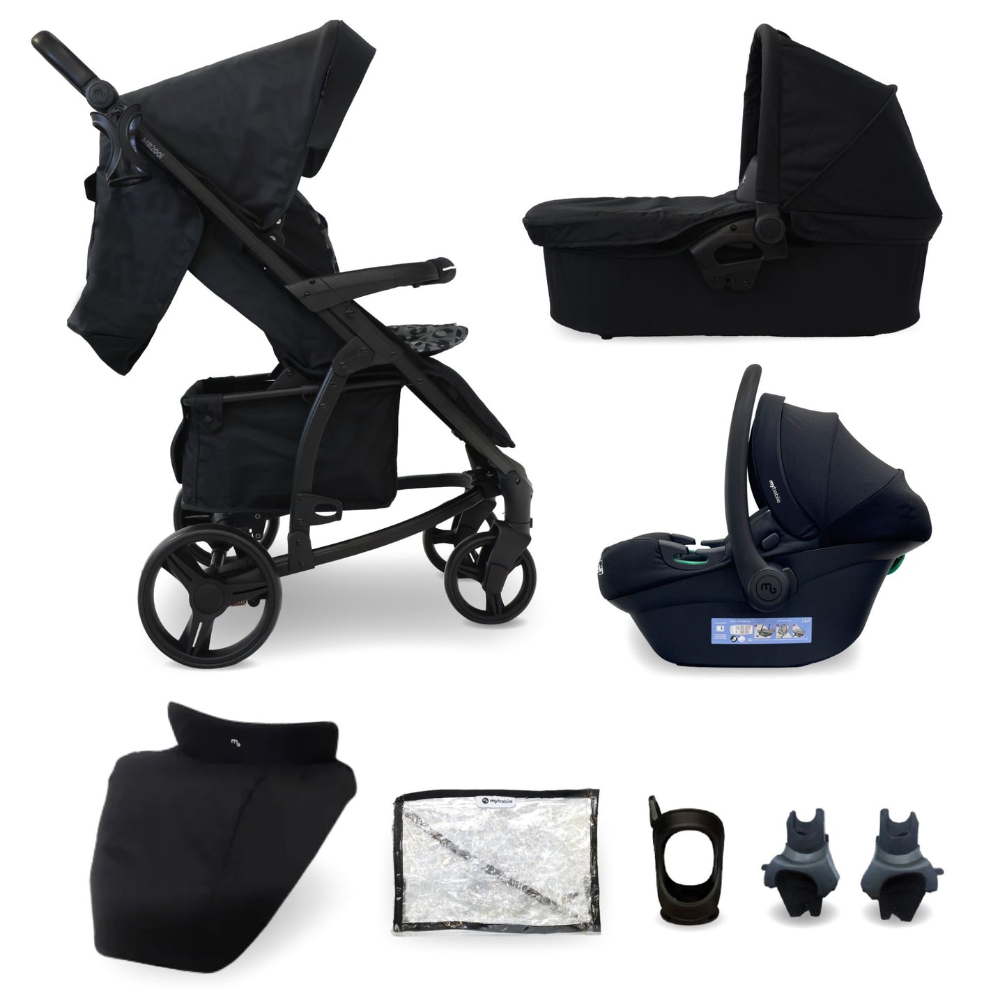 My Babiie MB200i 3-in-1 Travel System with i-Size Car Seat - Pink Plait, Blue Plaid, Onyx Black,  Blush, Oatmeal & Black Leopard