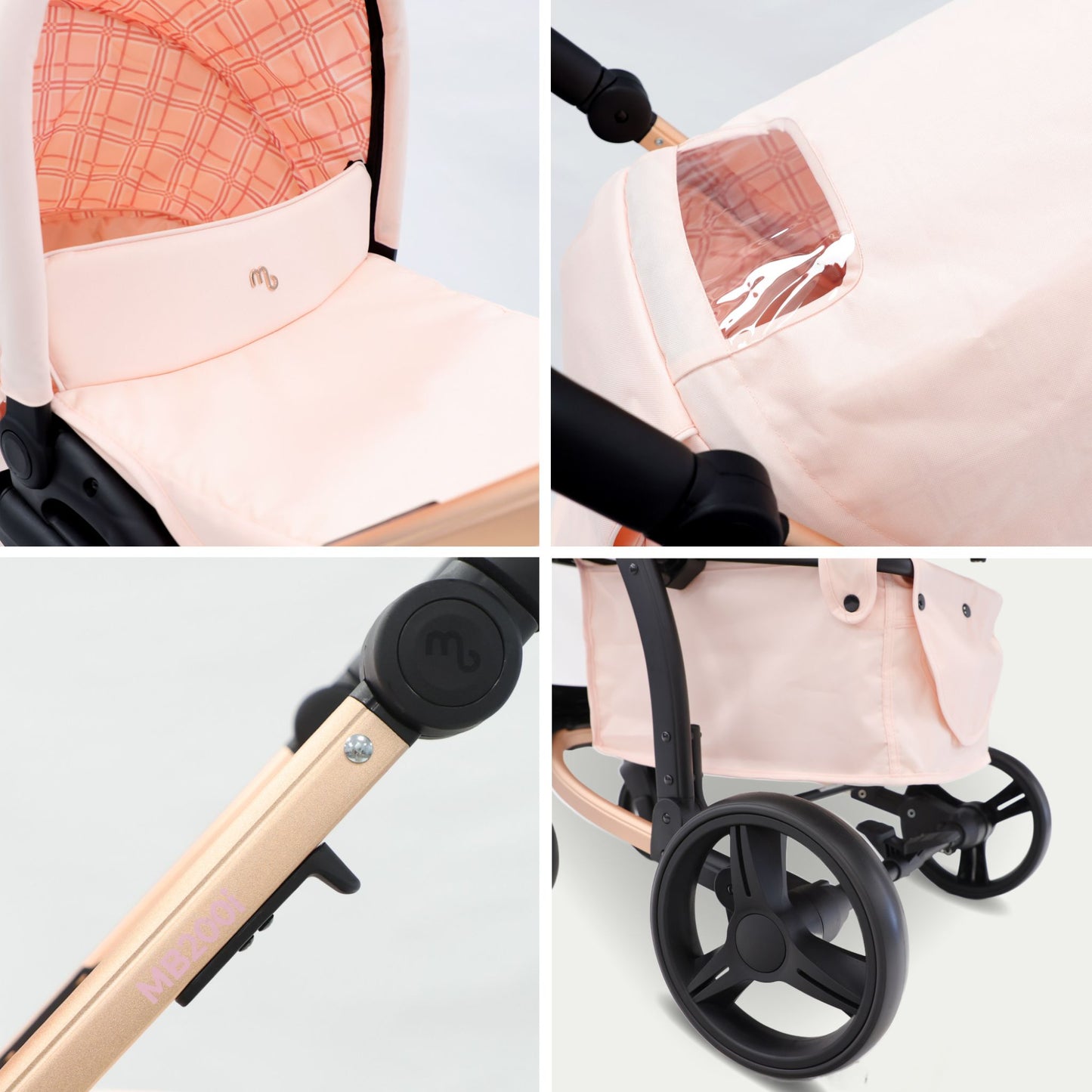 My Babiie MB200i 3-in-1 Travel System with i-Size Car Seat - Pink Plait, Blue Plaid, Onyx Black,  Blush, Oatmeal & Black Leopard