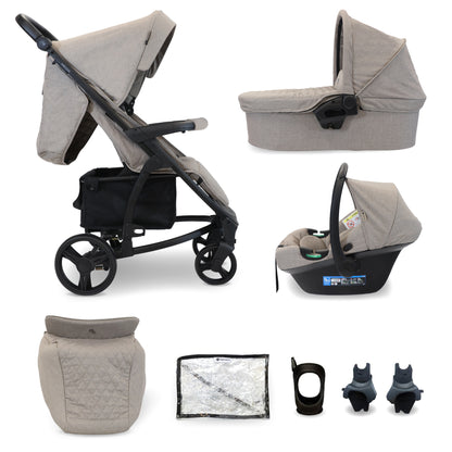 My Babiie MB200i 3-in-1 Travel System with i-Size Car Seat - Pink Plait, Blue Plaid, Mink,  Blush, Oatmeal & Black Leopard