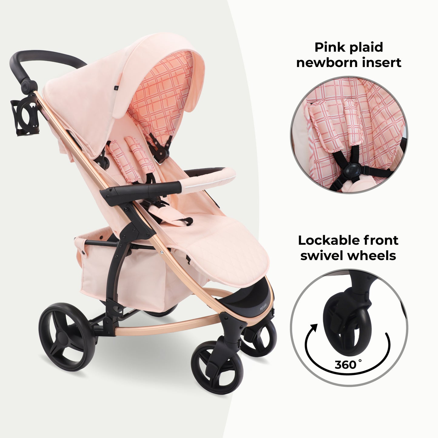 My Babiie MB200i 3-in-1 Travel System with i-Size Car Seat - Pink Plait, Blue Plaid, Mink,  Blush, Oatmeal & Black Leopard