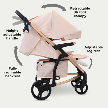 My Babiie MB200i 3-in-1 Travel System with i-Size Car Seat - Pink Plait, Blue Plaid, Mink,  Blush, Oatmeal & Black Leopard