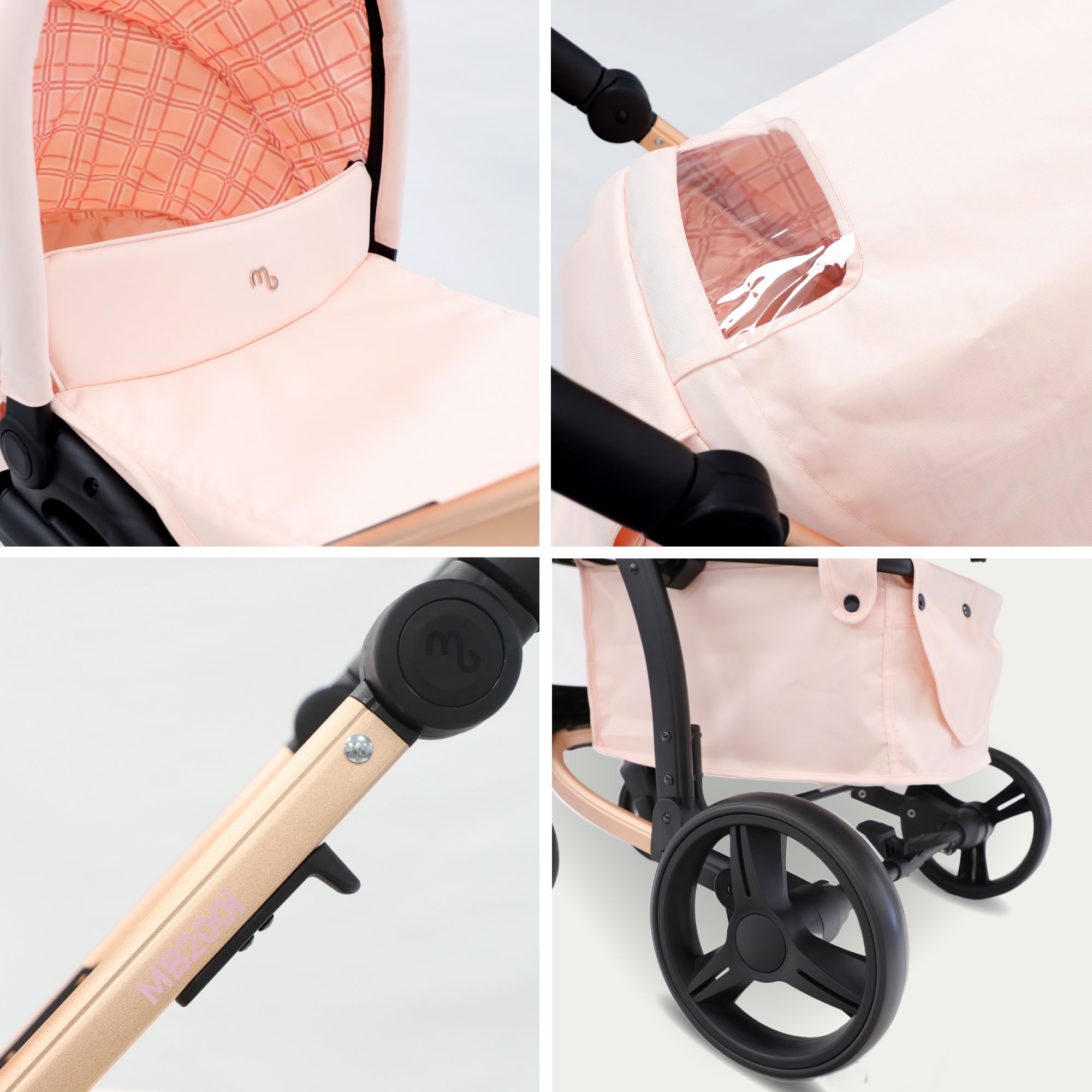 My Babiie MB200i 3 in 1 Travel System with i Size Car Seat Pink Plai Tia s Children s Emporium