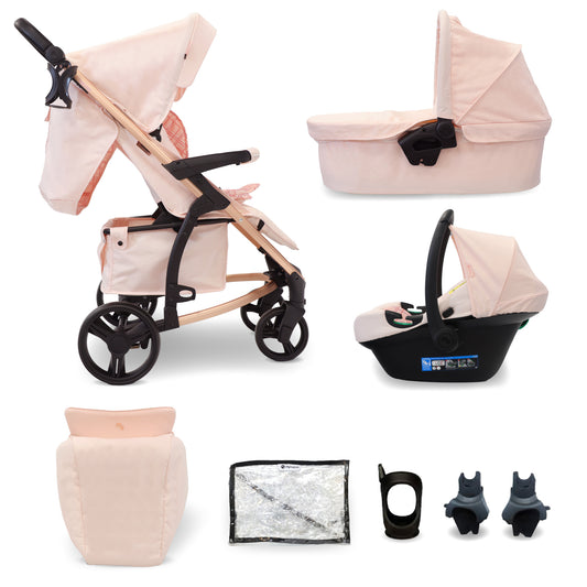 My Babiie MB200i 3-in-1 Travel System with i-Size Car Seat - Pink Plait, Blue Plaid, Mink,  Blush, Oatmeal & Black Leopard