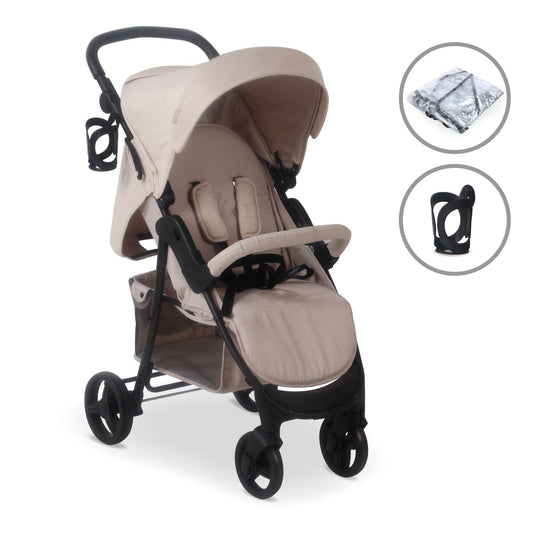 My BABIIE - MB30 Plus Pushchair - Grey Tie Dye, Black with Grey, Oatmeal & Pink Leopard