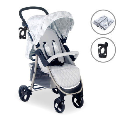 My BABIIE - MB30 Plus Pushchair - Grey Tie Dye, Black with Grey, Oatmeal & Pink Leopard