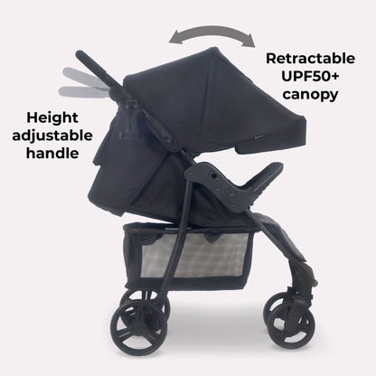 My BABIIE - MB30 Plus Pushchair - Grey Tie Dye, Black with Grey, Oatmeal & Pink Leopard