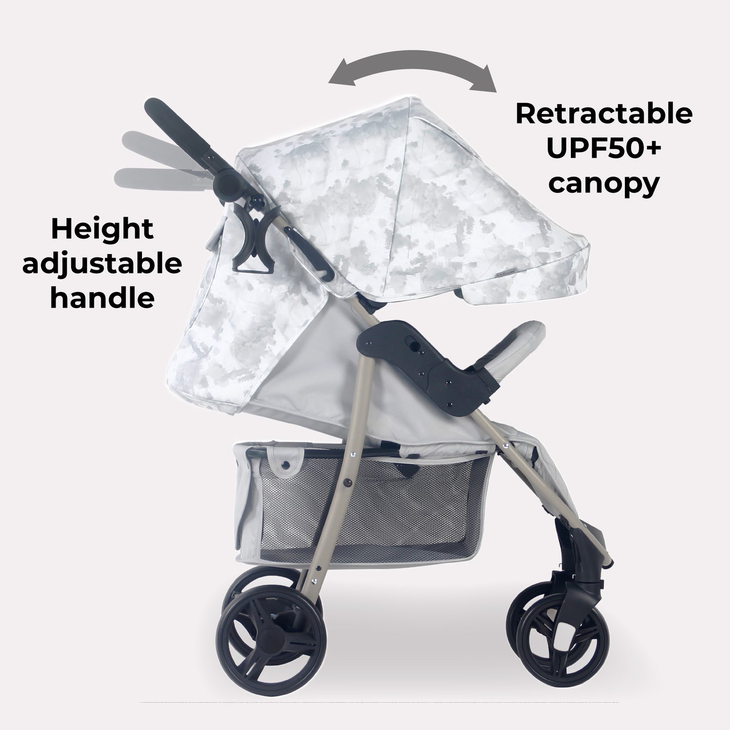 My BABIIE - MB30 Pushchair - Grey Tie Dye, Black with Grey & Oatmeal