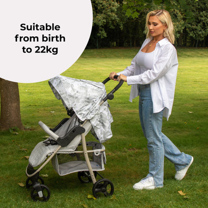 My BABIIE - MB30 Pushchair - Grey Tie Dye, Black with Grey & Oatmeal