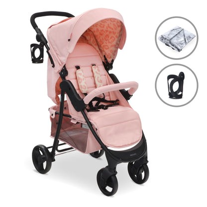 My BABIIE - MB30 Plus Pushchair - Grey Tie Dye, Black with Grey, Oatmeal & Pink Leopard