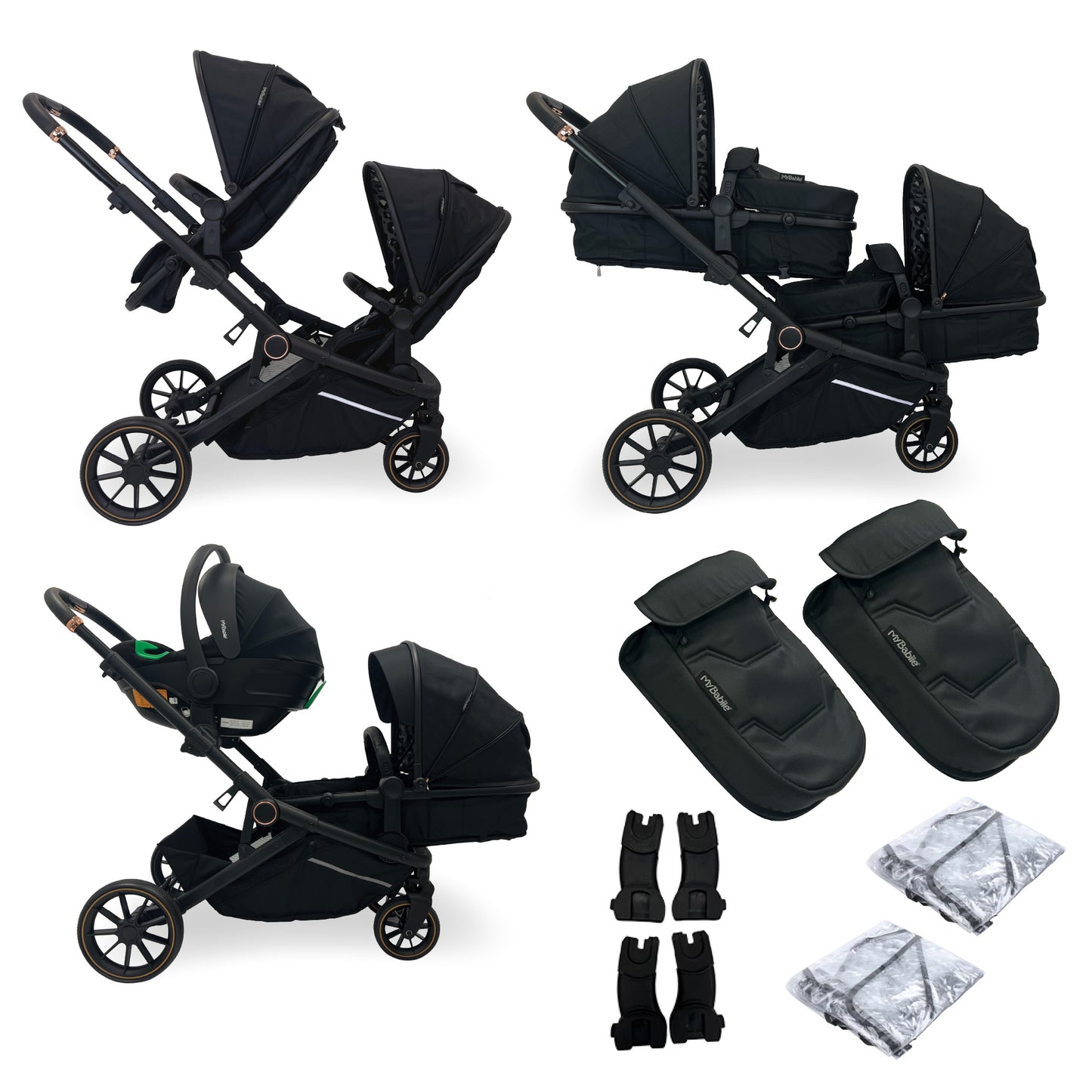 My Babiie MB33 Tandem Pushchair - available in colours Nude Giraffe, Black Leopard & Ivory