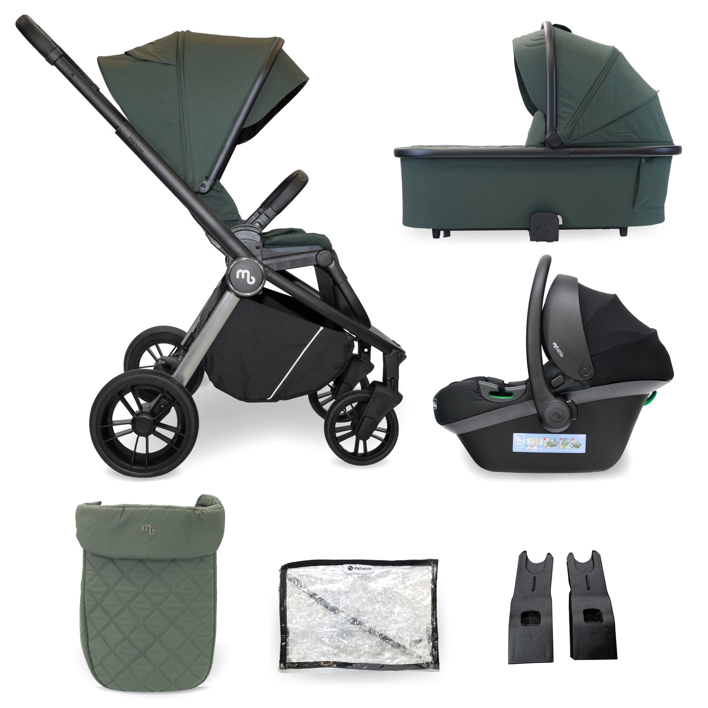 My Babiie MB450i 3 in 1 Travel System with i-Size Car Seat- Pastel Pink, Blue Steel , Ivory, Forest Green, Black & Chocolate