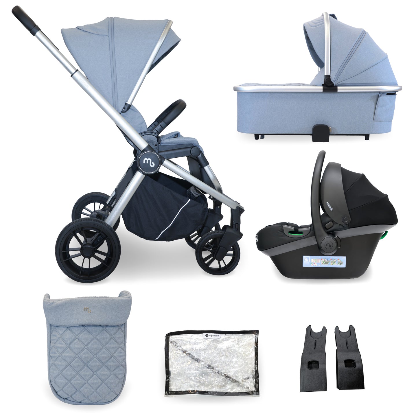 My Babiie MB450i 3 in 1 Travel System with i-Size Car Seat- Pastel Pink, Blue Steel , Ivory, Forest Green, Black