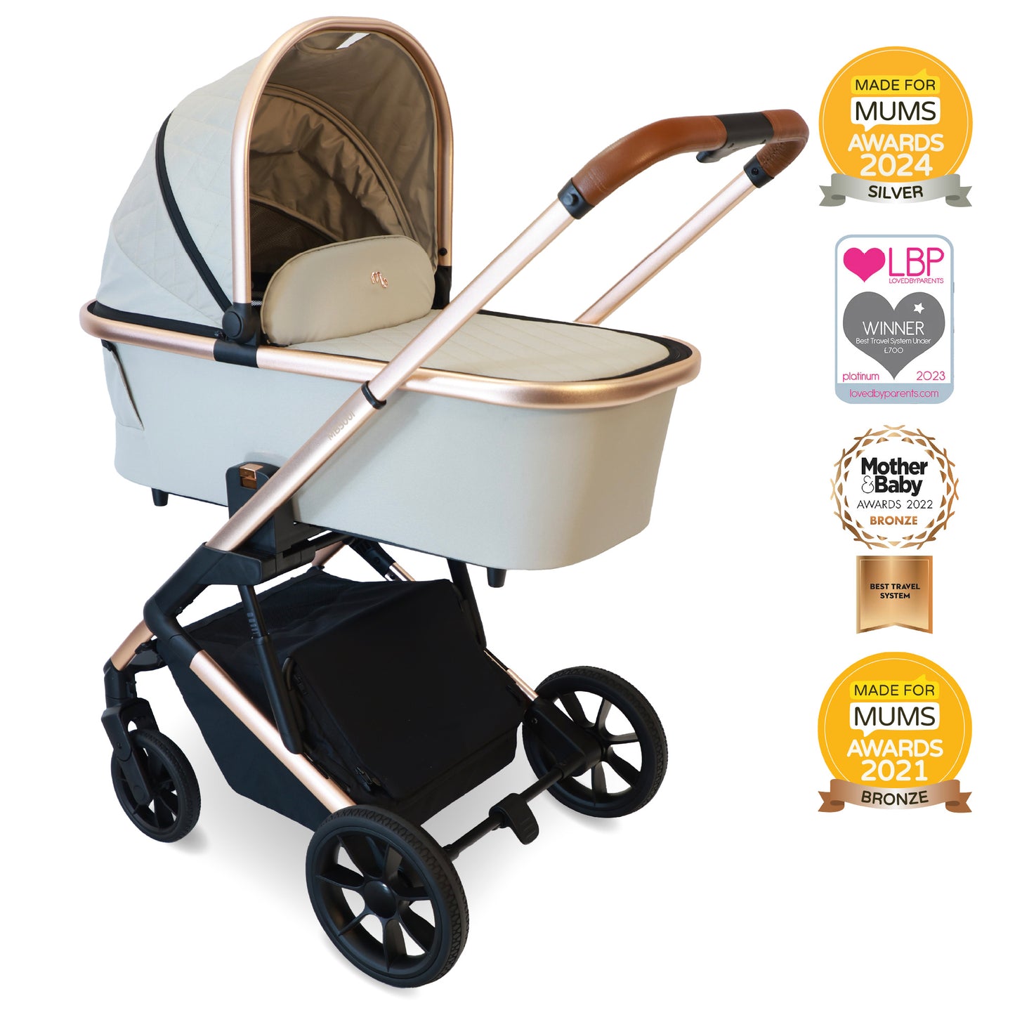 My Babiie MB500i 3-in-1 Travel System with i-Size Car Seat - Rose Gold Stone, Rose Gold Marble, Opal Blue , Obsidian Black, Moon Grey, Almond