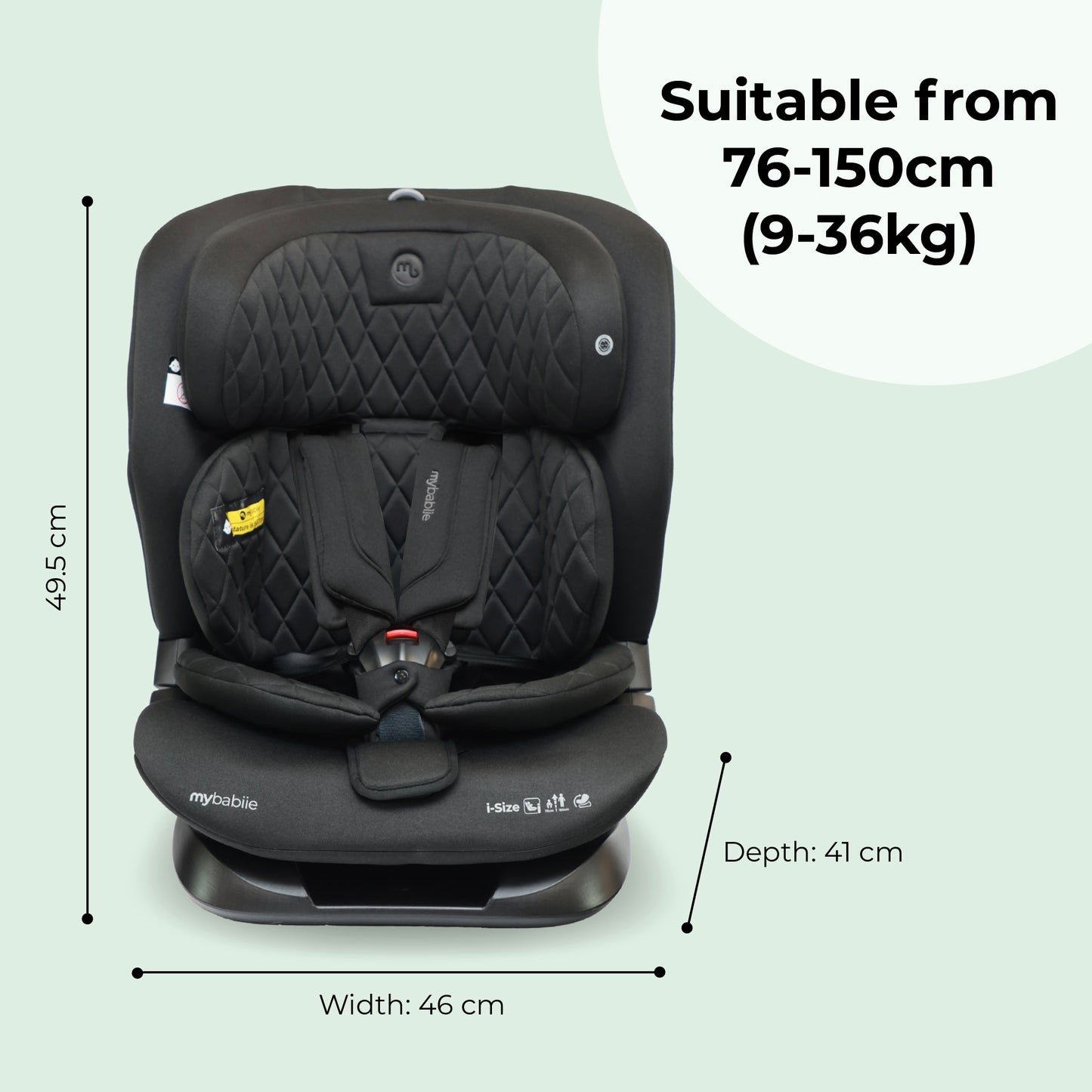 My Babiie - MBCS123 i-Size (76-150cm) Car Seat - Black Melange, Slate Blue & Oatmeal