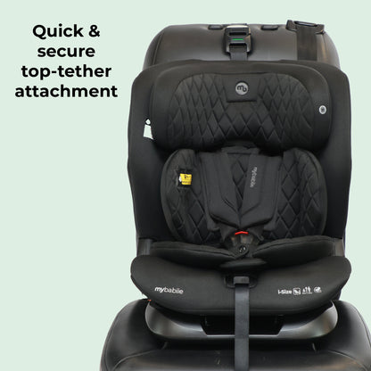 My Babiie - MBCS123 i-Size (76-150cm) Car Seat - Black Melange, Slate Blue & Oatmeal