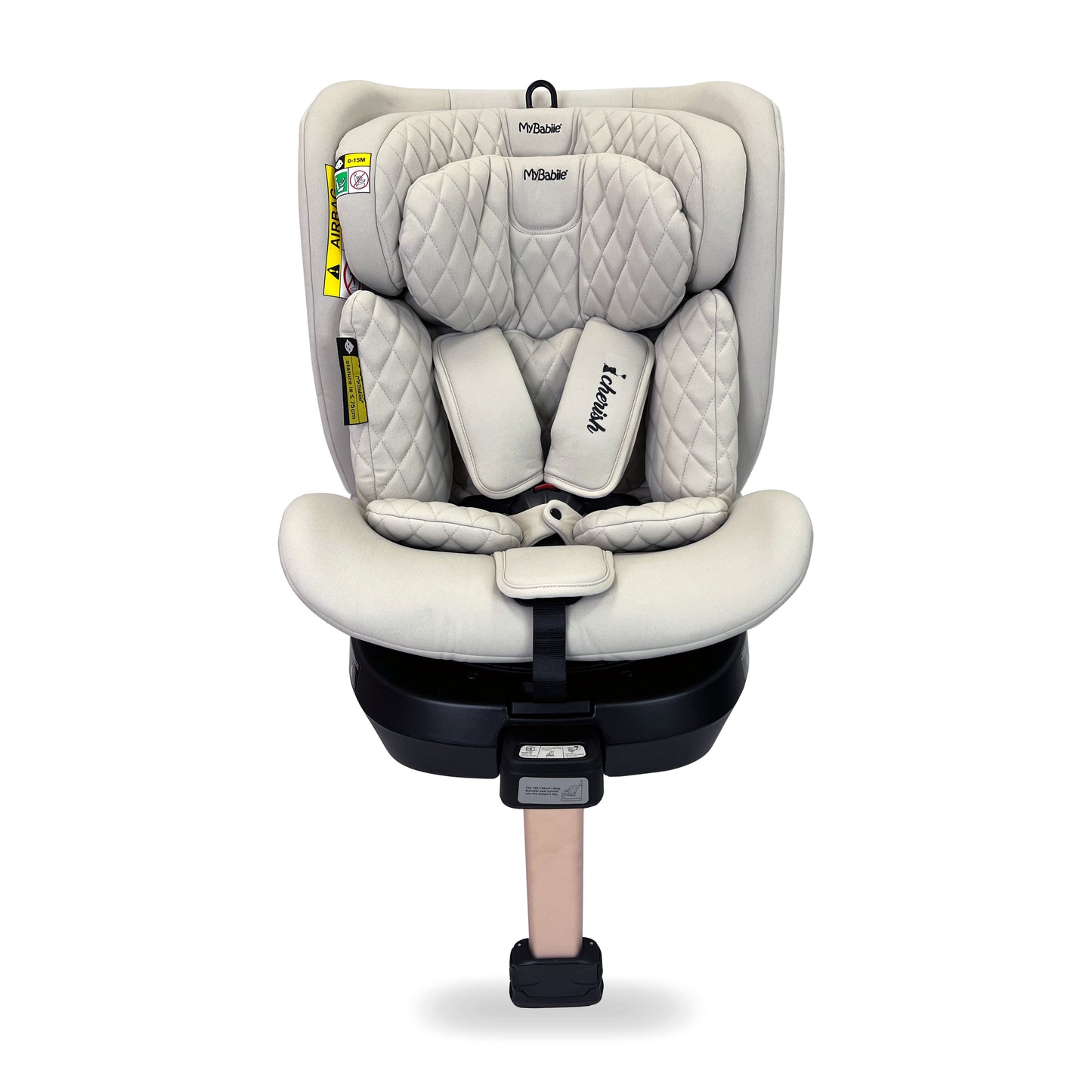 My Babiie Dani Dyer Spin Car Seat Group 0+/1/2/3 i-Size Isofix Car Seat - Stylish Quilted Stone (MBCSSPINDDST)