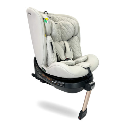 My Babiie Dani Dyer Spin Car Seat Group 0+/1/2/3 i-Size Isofix Car Seat - Stylish Quilted Stone (MBCSSPINDDST)