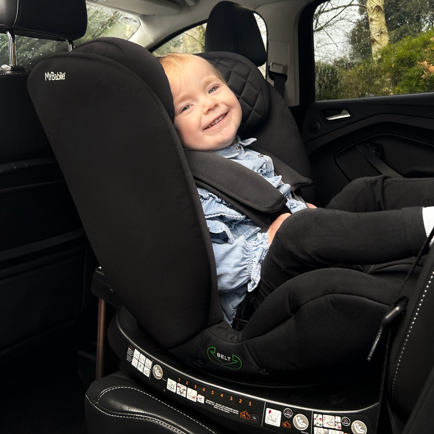 My Babiie Billie Faiers Spin Car Seat Group 0+/1/2/3 i-Size Isofix Car Seat - Stylish Quilted Black  (MBCSSPINQG)