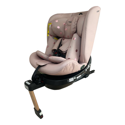 My Babiie Samantha Faiers Spin Car Seat Group 0+/1/2/3 i-Size Isofix Car Seat - Stylish Quilted Pink Polka (MBCSSPINSFPP)