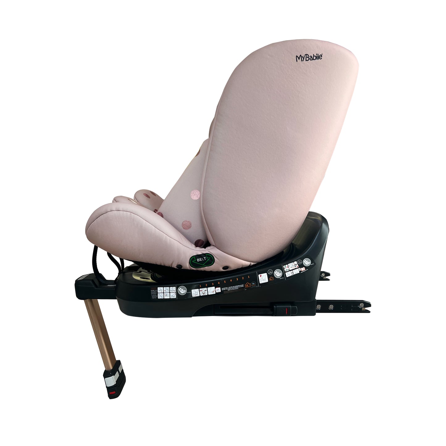 My Babiie Samantha Faiers Spin Car Seat Group 0+/1/2/3 i-Size Isofix Car Seat - Stylish Quilted Pink Polka (MBCSSPINSFPP)