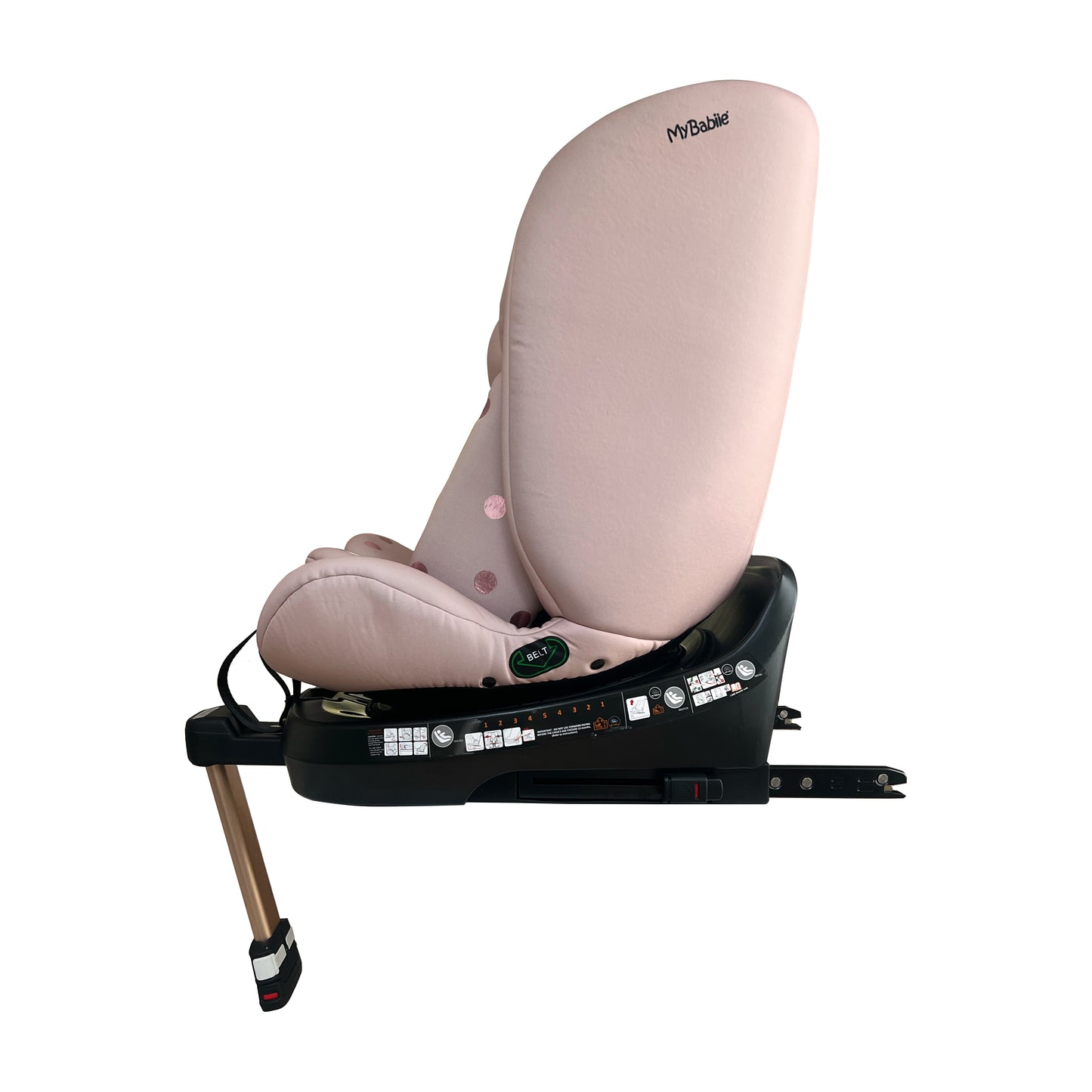 My Babiie Samantha Faiers Spin Car Seat Group 0+/1/2/3 i-Size Isofix Car Seat - Stylish Quilted Pink Polka (MBCSSPINSFPP)