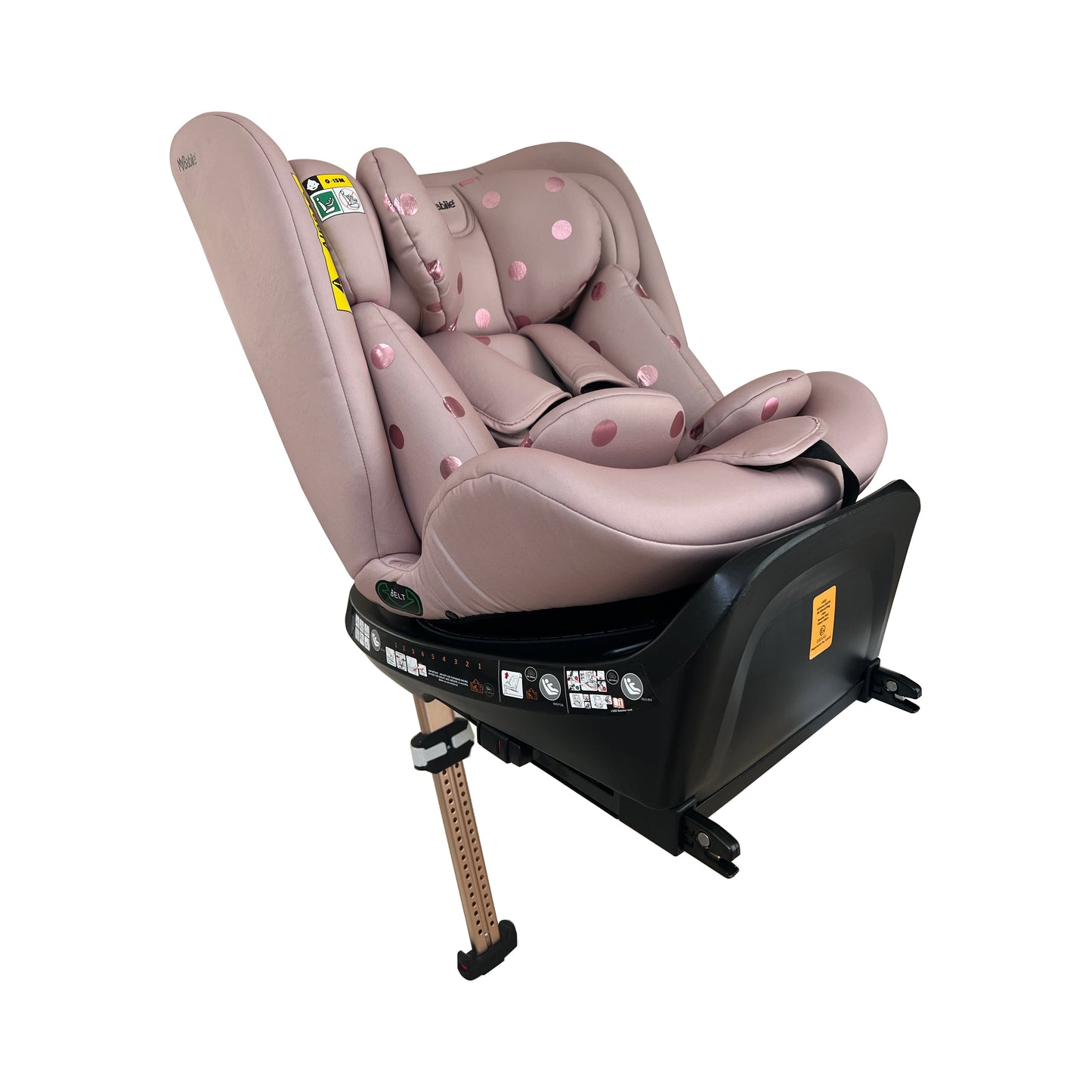 My Babiie Samantha Faiers Spin Car Seat Group 0+/1/2/3 i-Size Isofix Car Seat - Stylish Quilted Pink Polka (MBCSSPINSFPP)