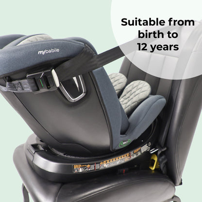 MY BABIIE MBCSSPINTT i-Size (40-150cm) Spin Car Seat - Slate Blue, Grey Melange, Black Melange