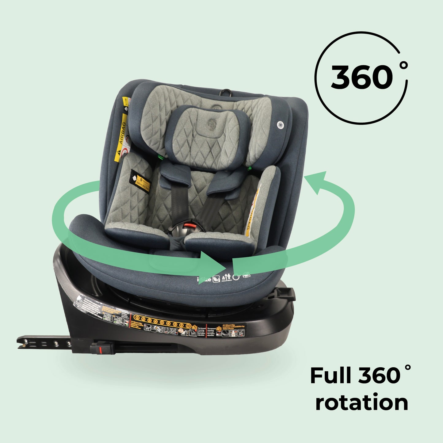 MY BABIIE MBCSSPINTT i-Size (40-150cm) Spin Car Seat - Slate Blue, Grey Melange, Black Melange