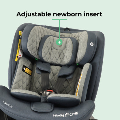 MY BABIIE MBCSSPINTT i-Size (40-150cm) Spin Car Seat - Slate Blue, Grey Melange, Black Melange