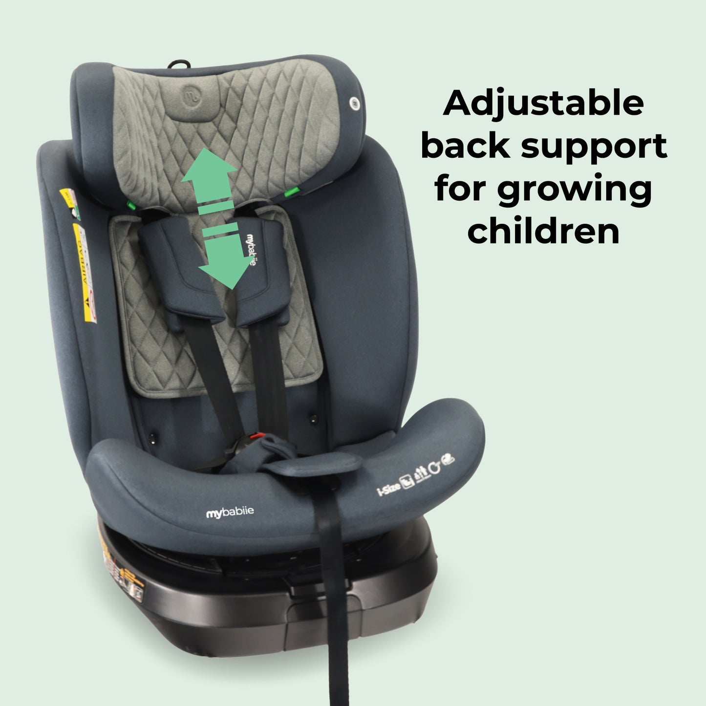 MY BABIIE MBCSSPINTT i-Size (40-150cm) Spin Car Seat - Slate Blue, Grey Melange, Black Melange