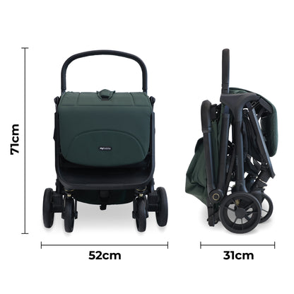 MY BABIIE MBX7 Auto-Fold Stroller - Forest Green, Camel, Black