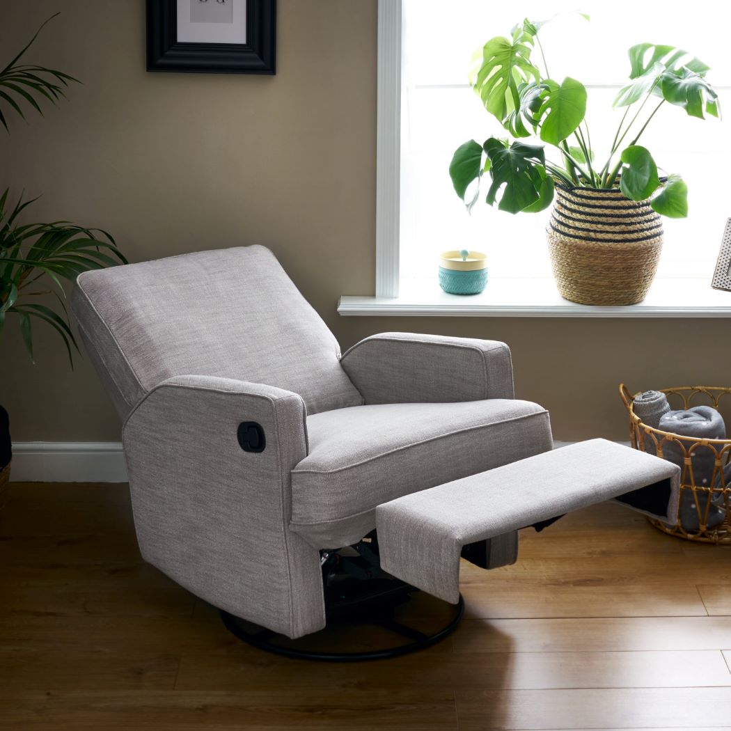 OBABY Madison Swivel Glider Recliner Chair - available in Bouclé Style, Oatmeal & Pebble