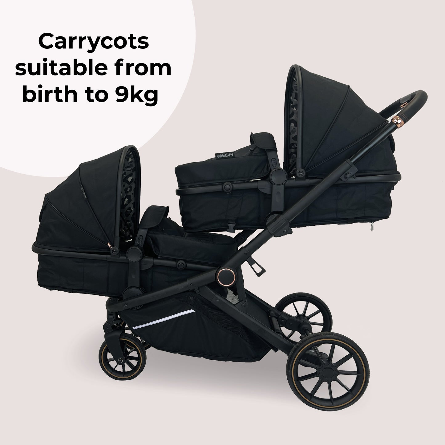 My Babiie MB33 Tandem Pushchair - available in colours Nude Giraffe, Black Leopard & Ivory