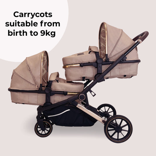My Babiie MB33 Tandem Pushchair - available in colours Nude Giraffe, Black Leopard & Ivory