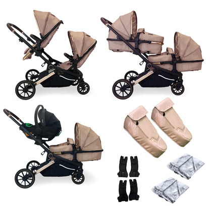 My Babiie MB33 Tandem Pushchair - available in colours Nude Giraffe, Black Leopard & Ivory