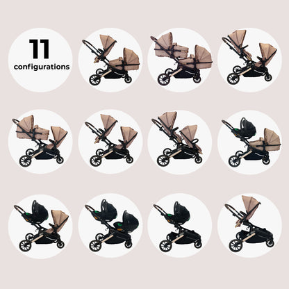 My Babiie MB33 Tandem Pushchair - available in colours Nude Giraffe, Black Leopard & Ivory